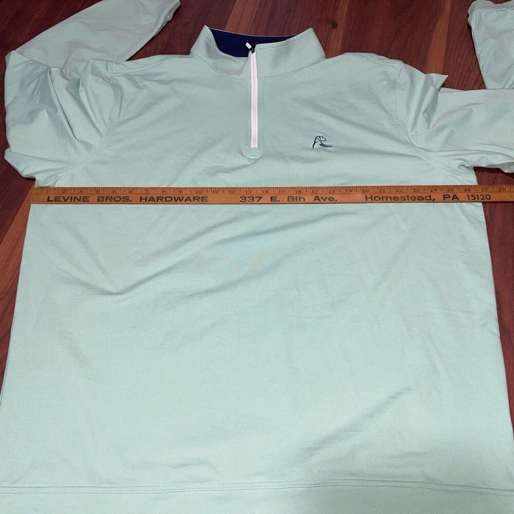 Rhoback Green Mint  1/4 Zip Long Sleeve Collared Golf Polo Shirt XXL Nylon Blend - Picture 4 of 7